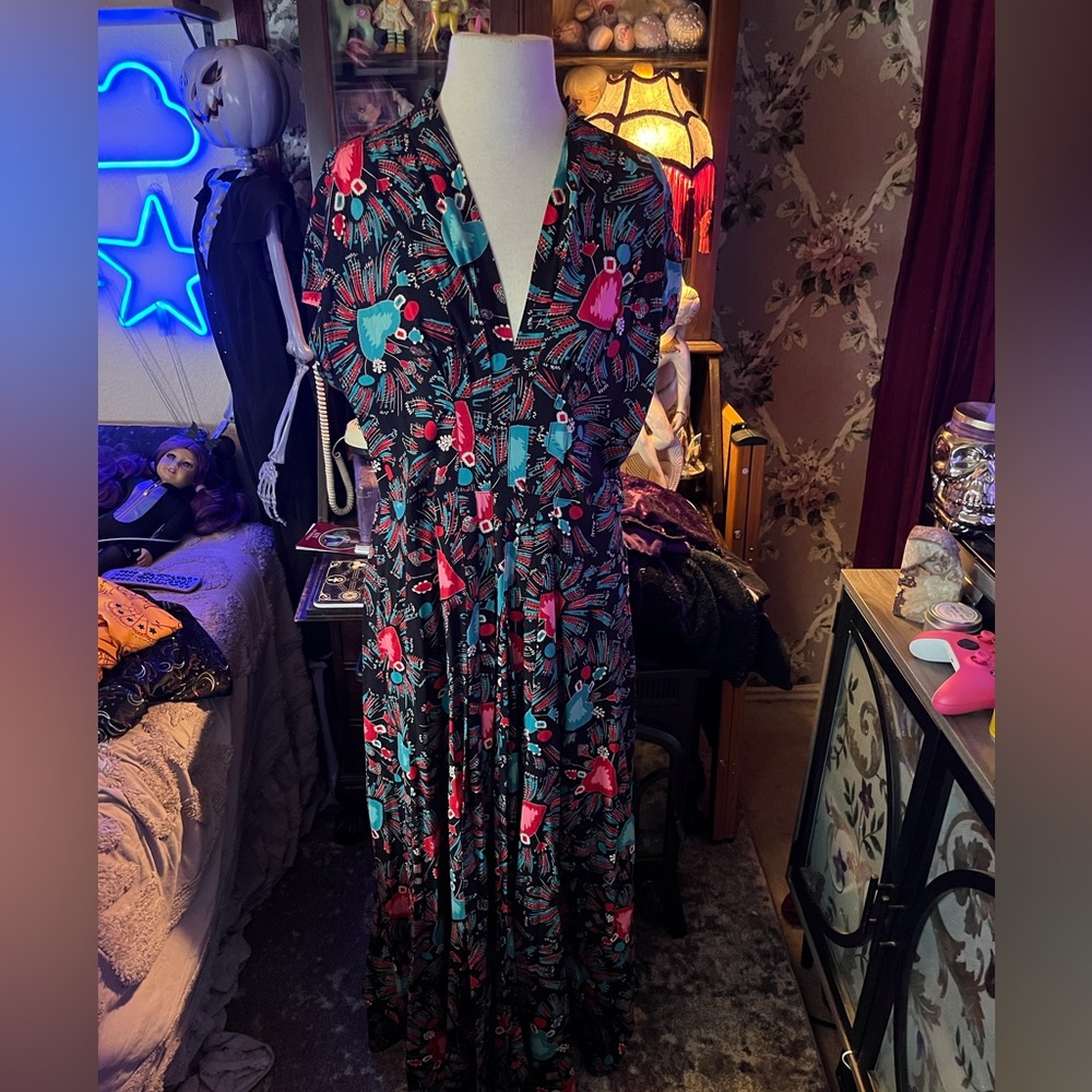 Trashy Diva Red and Blue Hearts Maxi Dress Sz 20